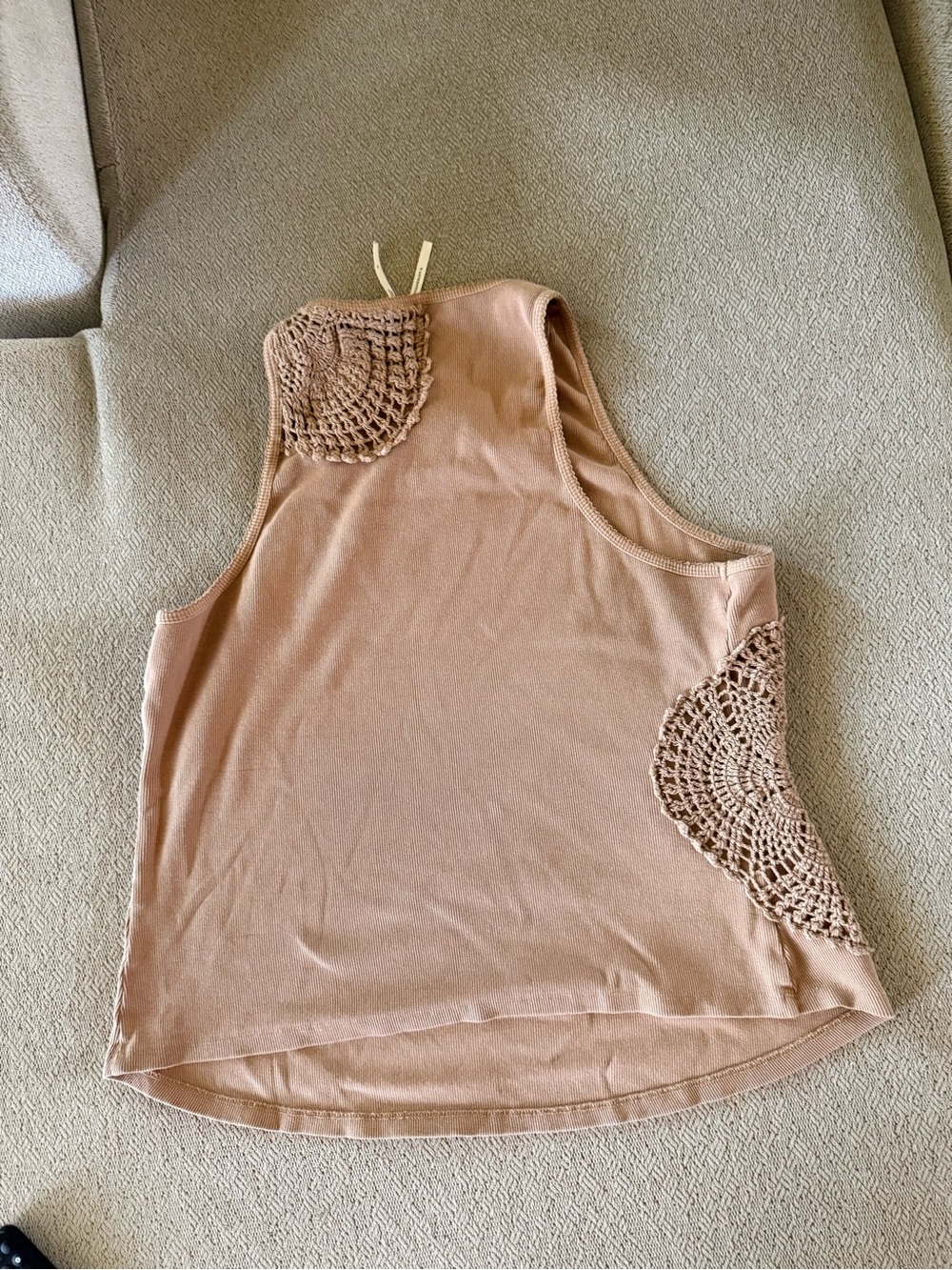 Anthropologie Beige Crochet-Accent Tank Top - Picture 3 of 4